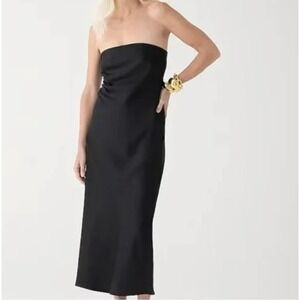 NWT J.Crew Collection Strapless Gwyneth Slip Dress Black Midi Silky 12 BU271